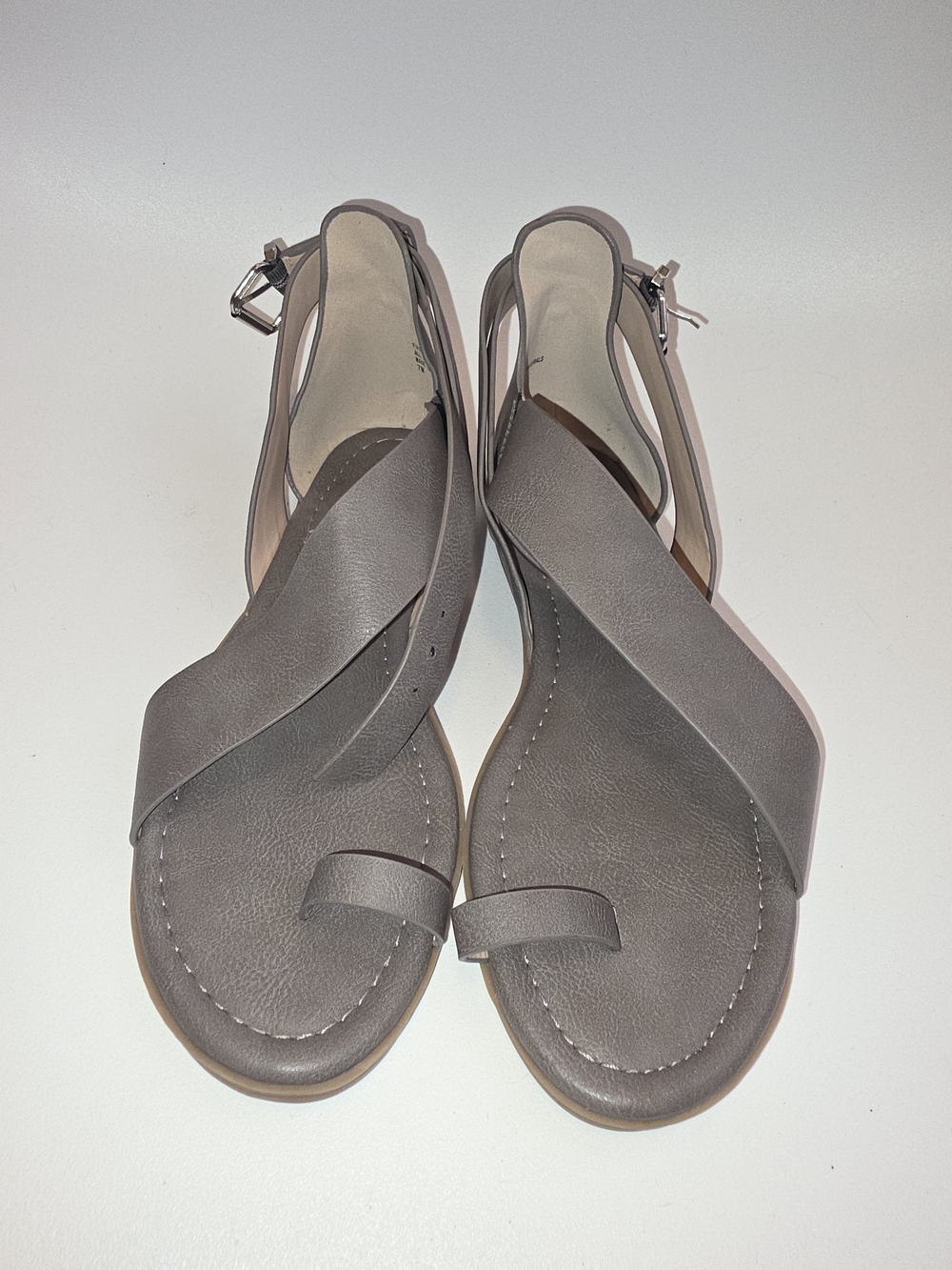 Wonderly Gray Cross-Strap Slingback Sandals